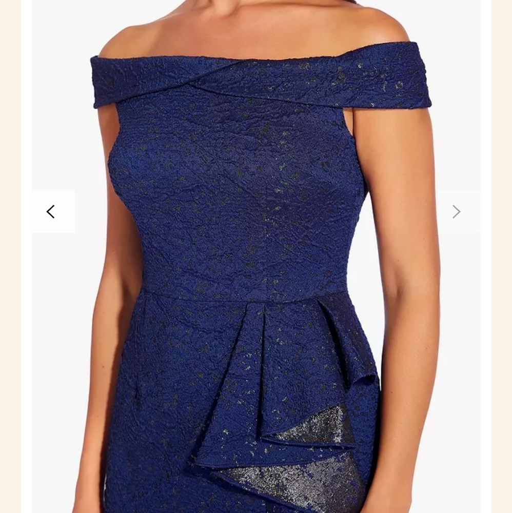 Adrianna papell off the shoulder jacquard dress - Picture 4 of 10